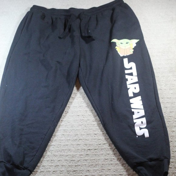 Star Wars Size XXL Black Mandalorian Baby Yoda Star Wars Sweatpants - Picture 1 of 5